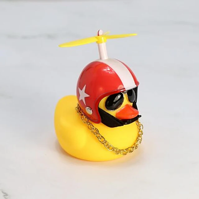 Cute Rubber Duck Toys Kids Toys Helmet Yellow Duck with Glue Propeller Baby Shark Toy Bath Toys Car Ornaments Room Decoration D