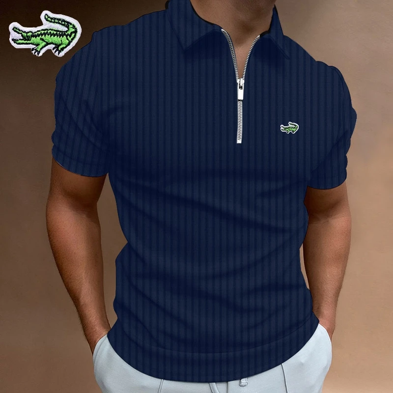 

Men's Embroidery Brand Cotton Stripe Polo Shirt Spring/Summer New High End Fashion Casual Fit Comfortable Short Sleeve T-shirt