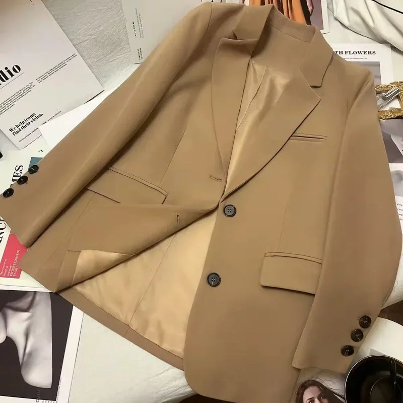 Description Picture 6 of itemWomen's Coats 2024 Spring Autumn New Slim Fit Solid Long Sleeve Single Breasted Blazer Korean Fashion Leisure Women Blazers
