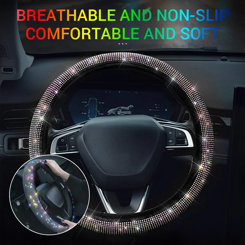 

Bling Car Steering Wheel Cover For Women Car Steering Protection Covers Girl Cute Steer Wheel Cover Rhinestone Diamond