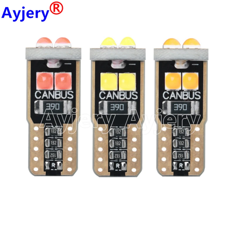 

AYJERY 500pcs T10 Canbus 1.68w 6 SMD 3030 Convext LED W5W 0.14A Car Styling Auto Wedge Tail Side Bulb License Plate Lights White