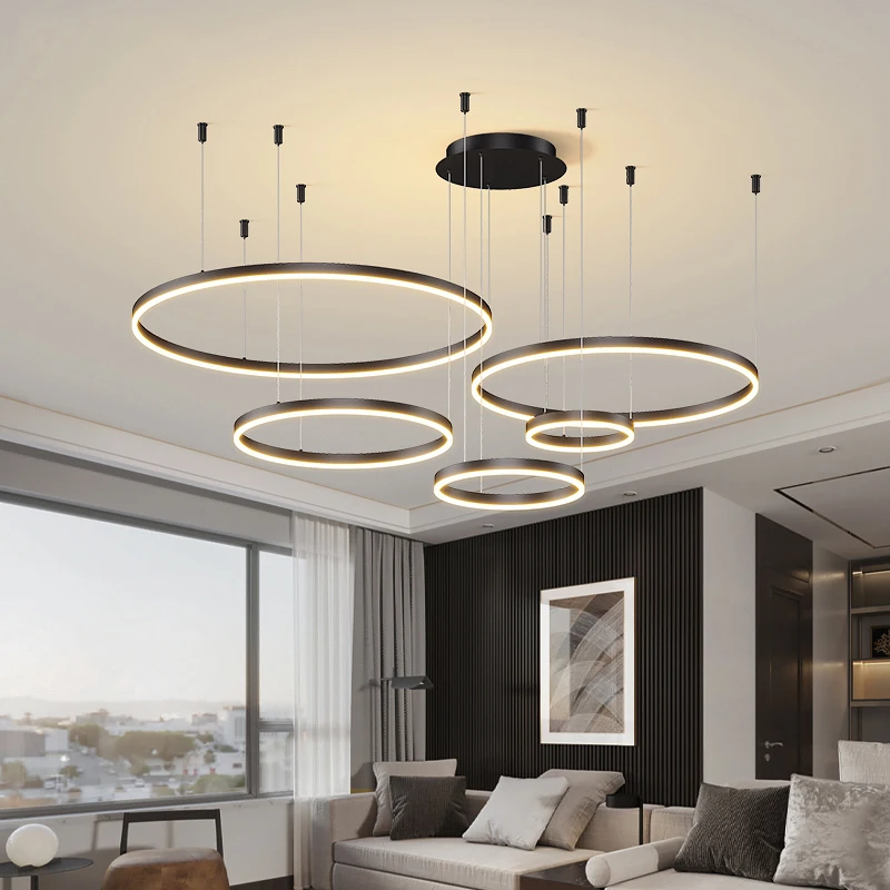 LED Ceiling Light Modern LED Living Room Chandelier White/Gold Ring Ceiling Light For Dining Room Bedroom Kitchen Lustre Home Indoor Lighting
