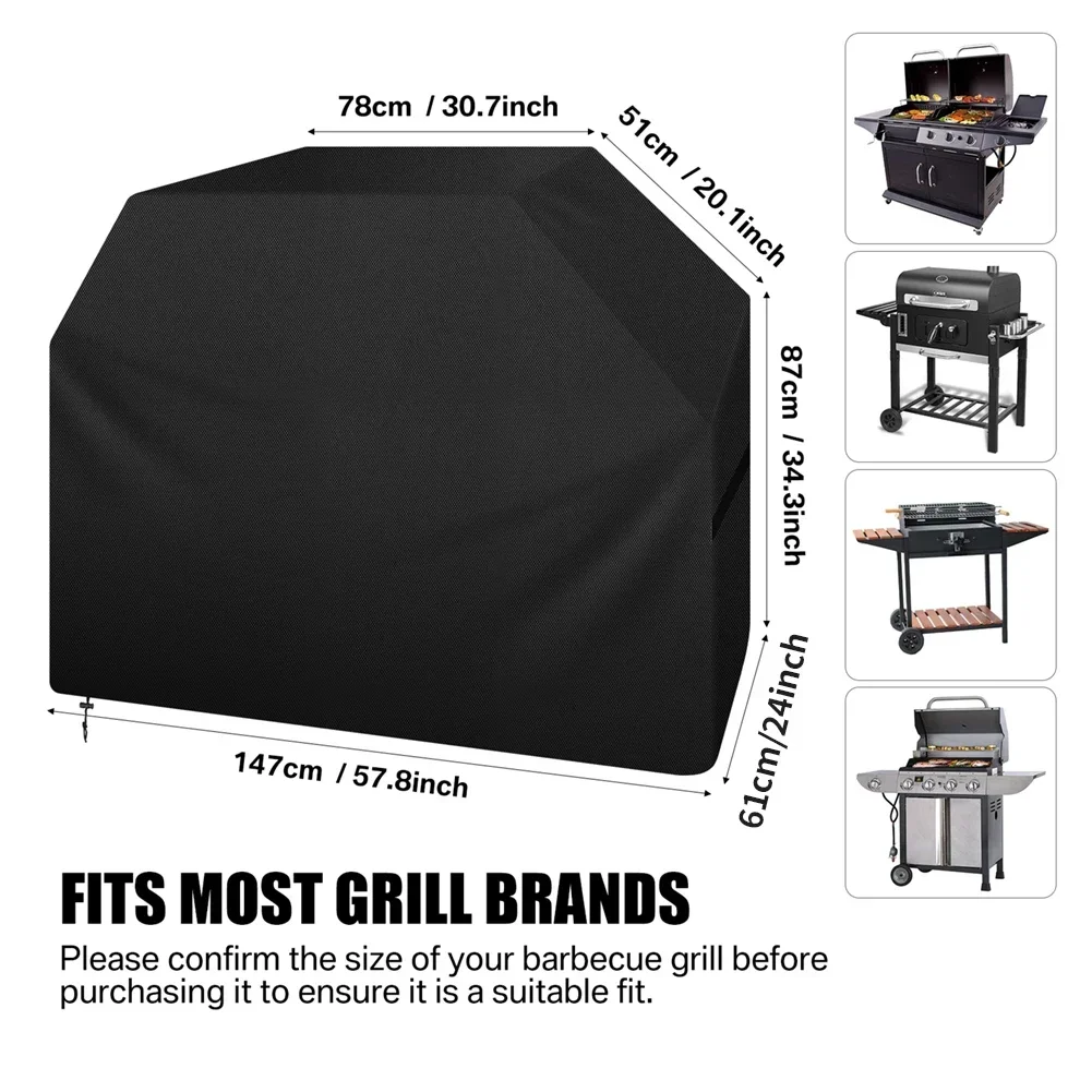 BBQ Grill Barbeque Cover Anti-Dust Waterproof Windproof Weber Charbroil Cover Outdoor Anti-UV Protective Large Barbecue