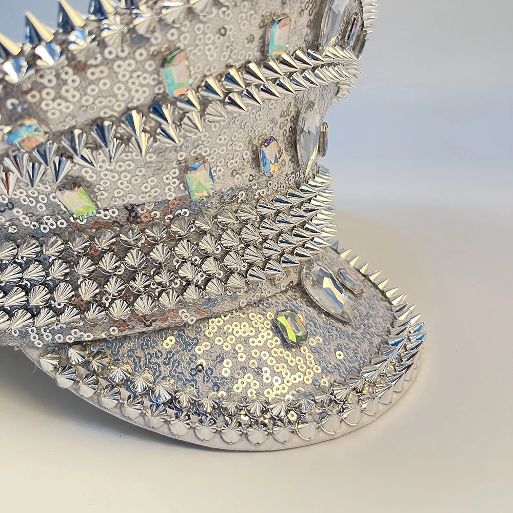 Steampunk Military Hat spike Captain Cap For Women Men Sergeant Hat Hen Do Festival Birthday Part Can Customize