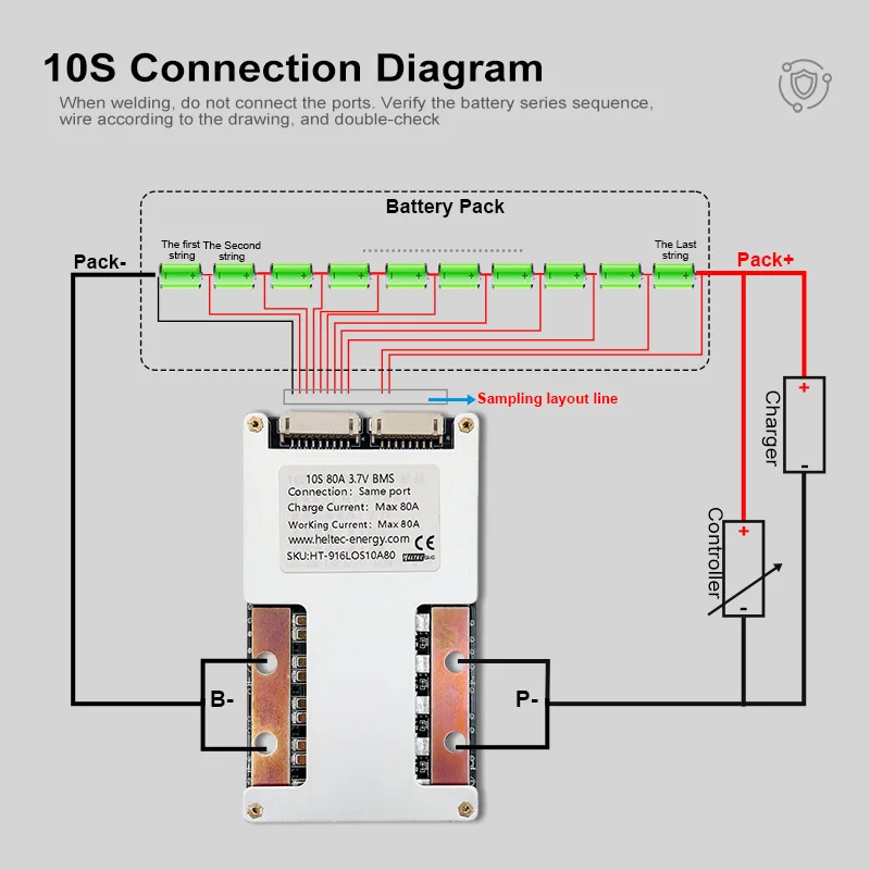 10S-16S 36V BMS 48V 60V 12S 13S 14S 80A 100A 120A 160A bms 3.7V Ternary lithium