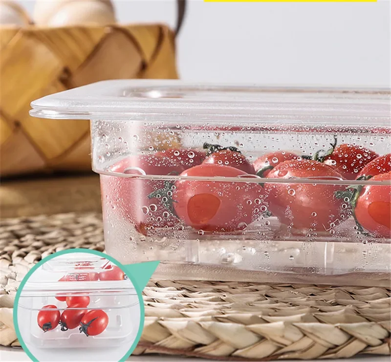 1/6 1/9 GN tray acrylic box with lid cover transparent fruit Desserts nut jam seasoning box milk tea shop storage jars and lids 4