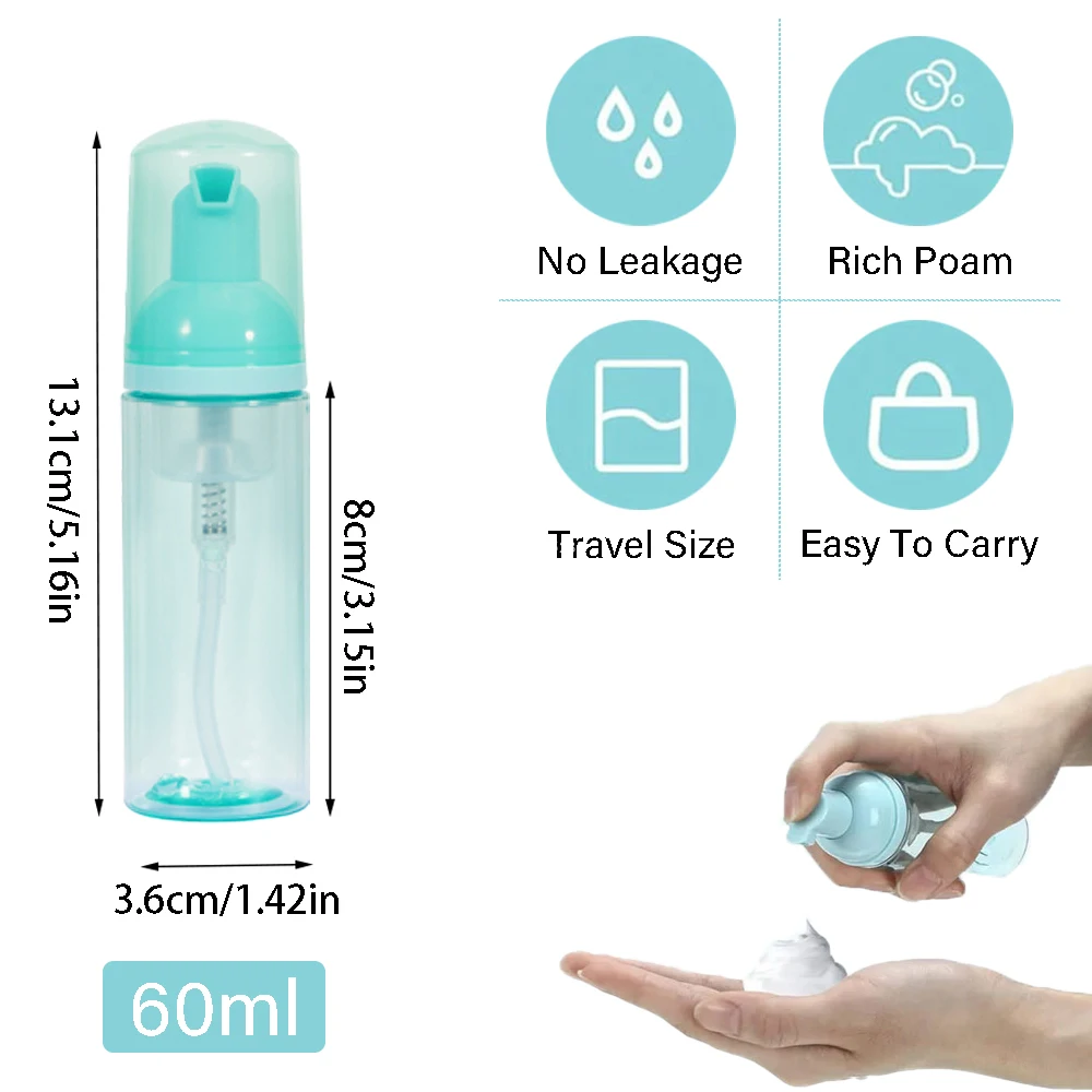 Refillable bottle 20pcs 2oz/60ml Travel foam pump bottle lash shampoo bottles for hand sanitizer liquid reusable dispenser skin care tools