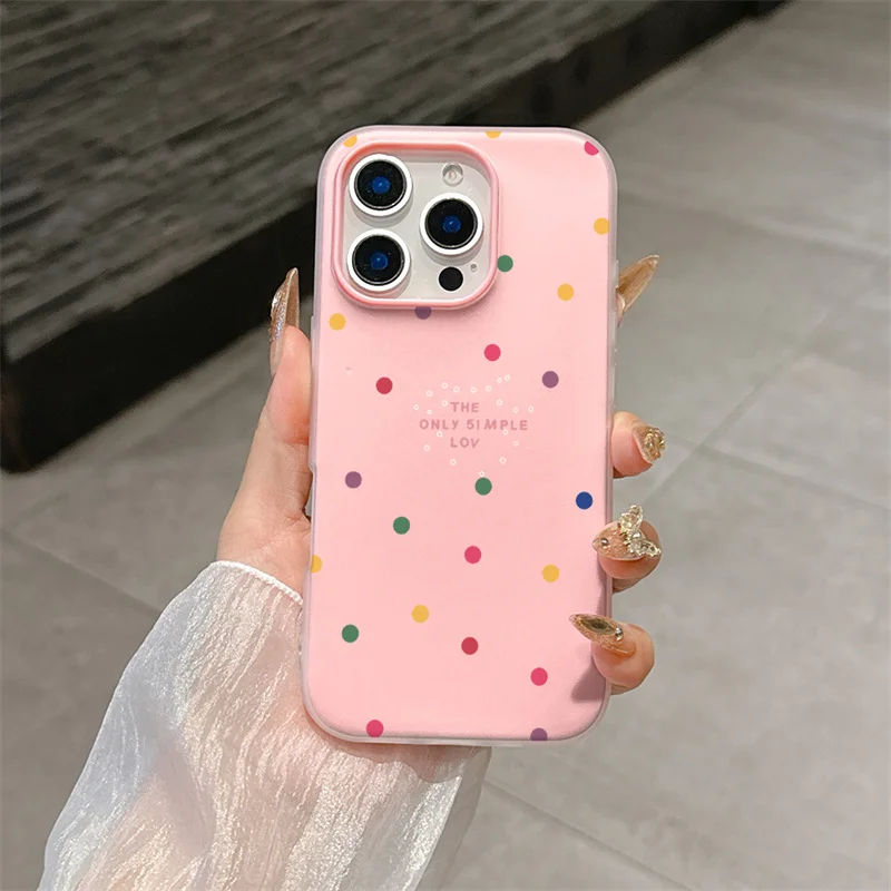 Love Heart Polka Dot Matte Soft Phone Case