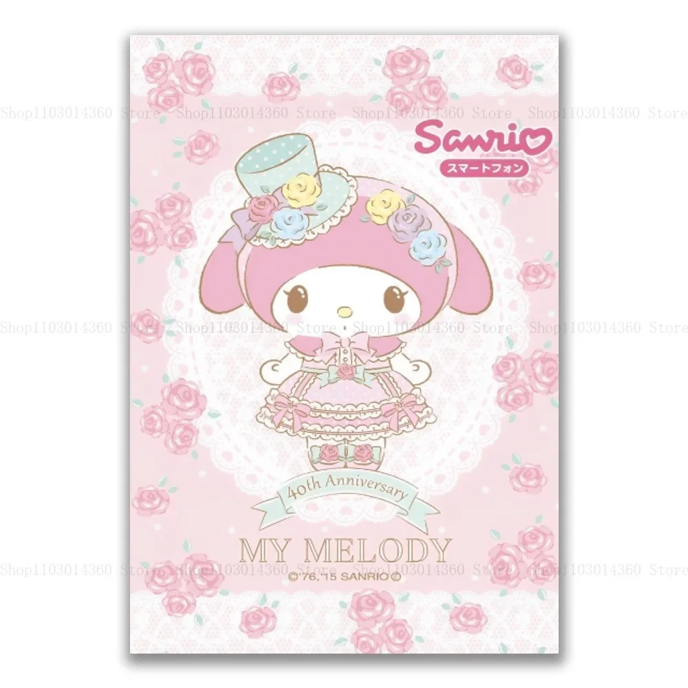 thumbnail image 1 of Póster adhesivo de dibujos animados Kawaii My Melody, pintura colgante de pared, exhibición de escritorio, decoración del hogar, material impreso de alta calidad, 1 of 5