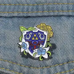 ZELDA SHIELD Enamel Pins Custom Game Element Blue Shield Brooches Lapel Badges Cartoon Funny Jewelry Gift for Kids Friends