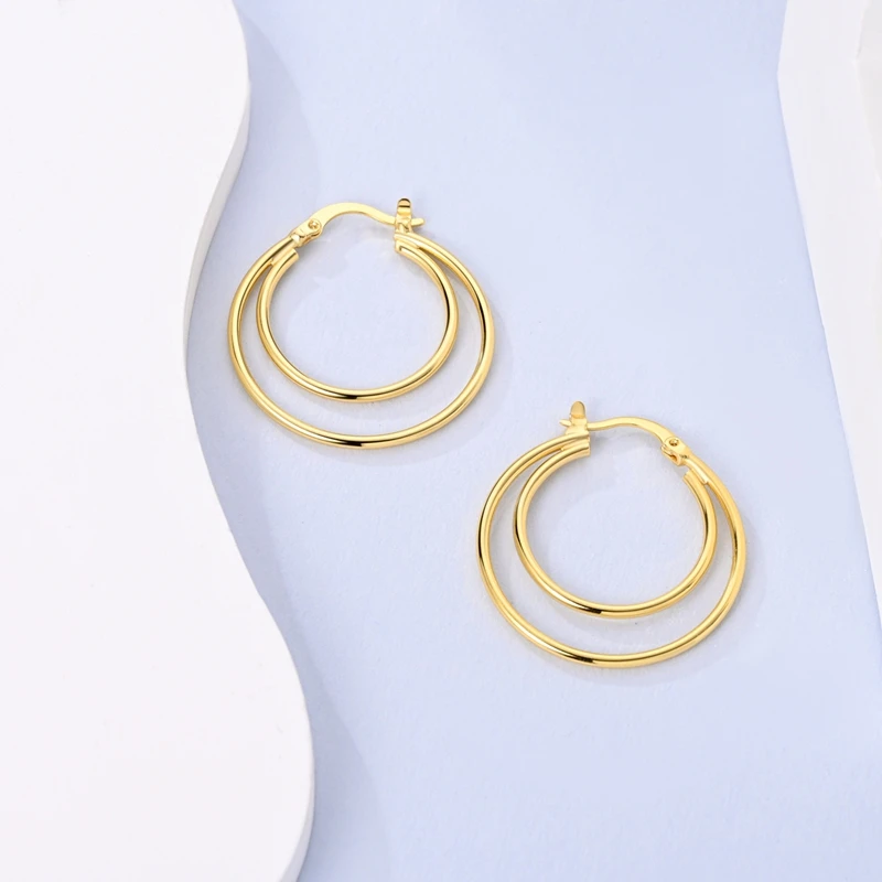 925er Sterlingsilber, modisches Gold, großer Kreis, Doppelohrringe, klassisch vergoldet, Herz-Creolen, Schmuck, Geschenk für Frauen – Detail 27