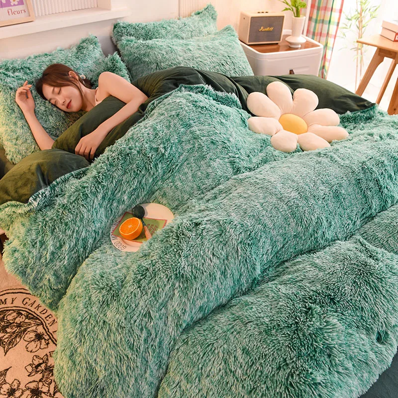 

2023 Super Soft Mink Velvet Bedding Imitation Mink Velvet Duvet Cover Bedspread Pillowcases Set Blanket Bed Sheet Set