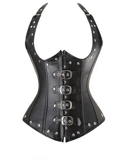 

Ligentleman Leather Corset Punk Style Spiral Steel Boned Waist Trainer Cincher Shaper Underbust for Party Costumes Plus Size