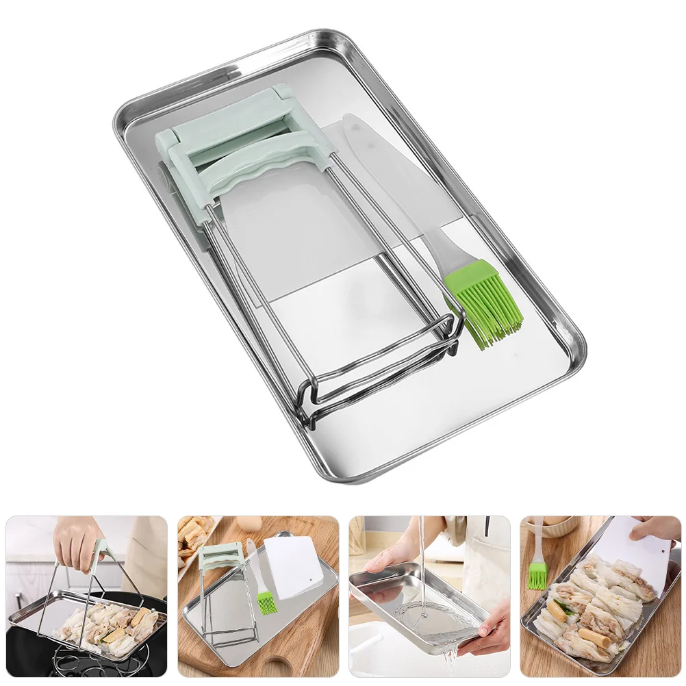 

4pcs/ Set Stainless Steel Steam Food Pan Catering Food Tray with Baking Tools