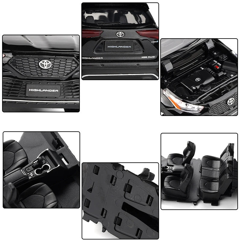 TOYOTA HIGHLANDER  模型1/16サイズ Toyota Highlander Black with Sunroof 1/64 Diecast Model Car