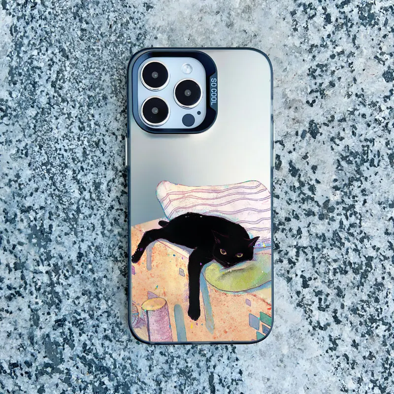 Lustige Katzen-Alltagsleben-Handyhülle für iPhone 11, iPhone 17, 16, 13, 15 Pro Max, 12 Pro Max, 13 Mini, 15 Plus – Stoßfeste Laser-Cover – Detail 10
