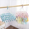 32 Clips Folding Clothes Hanger Children Adults Pants Dryer Windproof Socks Underwear Plastic Drying Rack Home Accessory 1