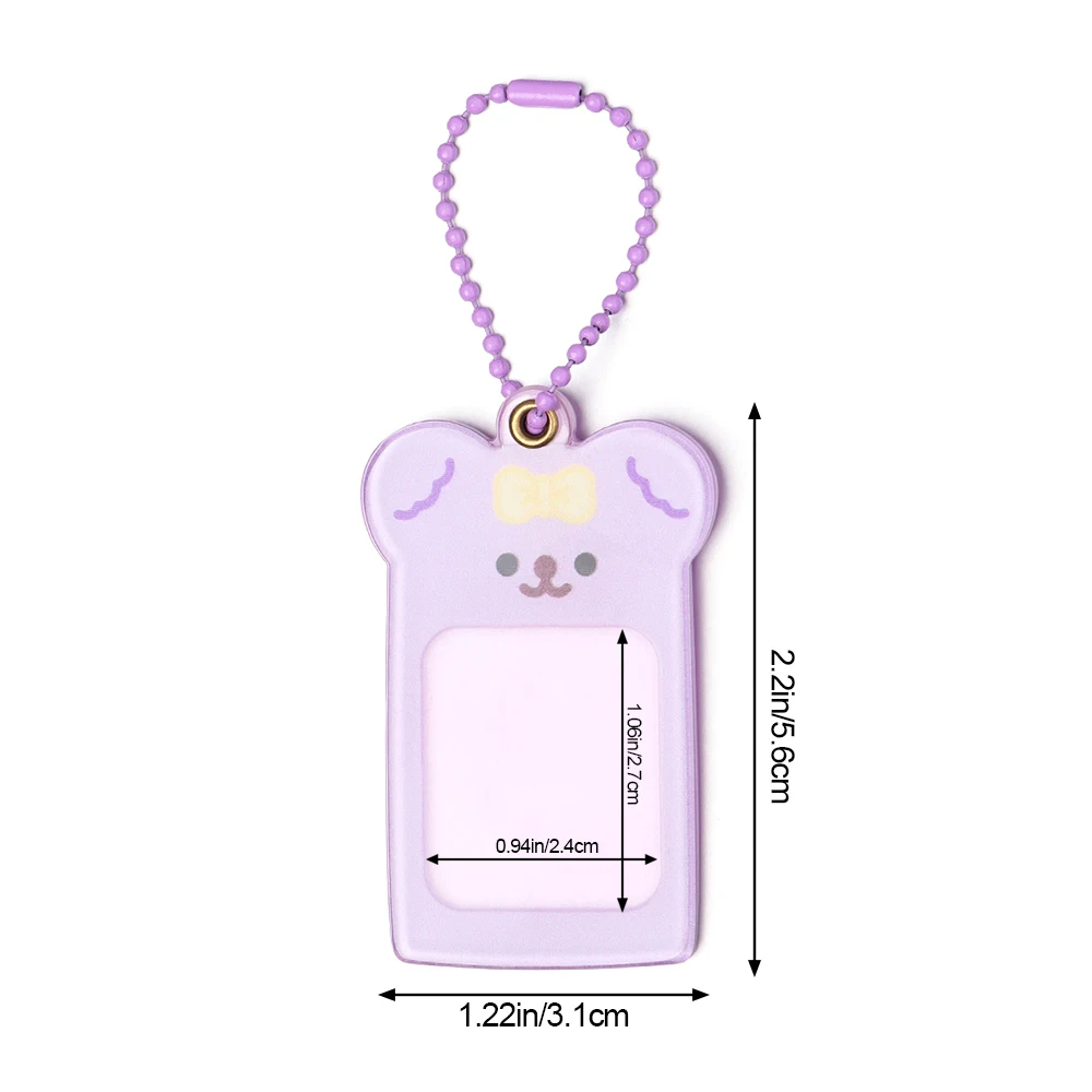 Kawaii Bear Photocard Holder Keychain Kpop Idol Star Acrylic Photo Picture Frame Keyring Key Holder Candy Color Card