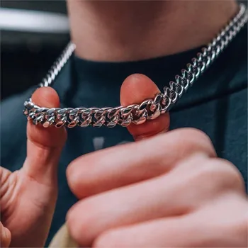 Larghezza 5/7/9MM Hiphop Cuban Link Catene in acciaio inossidabile Collana per uomo Basic Semplice Rapper Girocollo Accessori per gioielli di moda 1