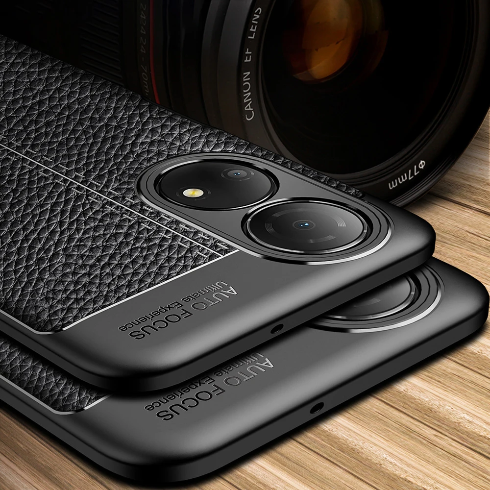Custodia Antiurto Per Honor X7 Cover Posteriore In Silicone Morbido Con Struttura In Pelle Per Huawei Honor X7