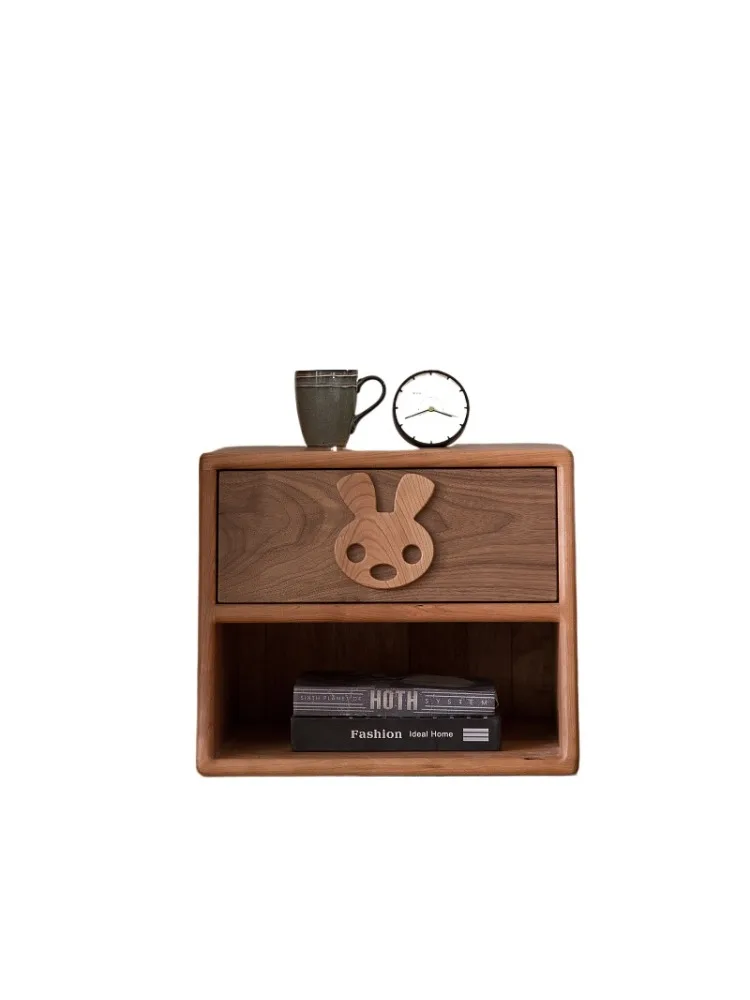 /All solid wood children's bedside table storage cabinet black walnut cherry wood environmentally friendly children's furniture
