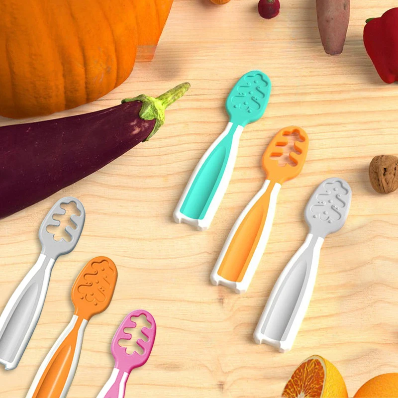 Baby Spoons Set 2Pcs Toddler Self Feeding Food Utensils Baby Led Weaning Scoop Cutlery Learning To Eat Children's Tableware baby tableware set