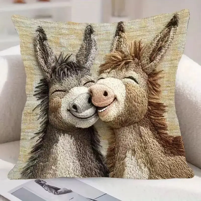 Niedlicher Alpaka-Kissenbezug 45*45cm - 1 Stück Weicher Kurzvelours 2D-Bedruckter Kissenbezug für Sofa, Auto, Kopfteil-Dekoration – Detail 17
