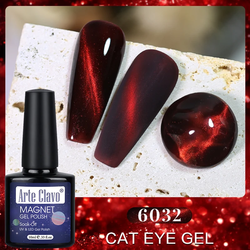 Arte Clavo New Cat Eye Magnetic Gel Polish Green Red  Semi Permanent Soak Off UV LED Glitter Nails Magnet Stick Nail Art Polish 3