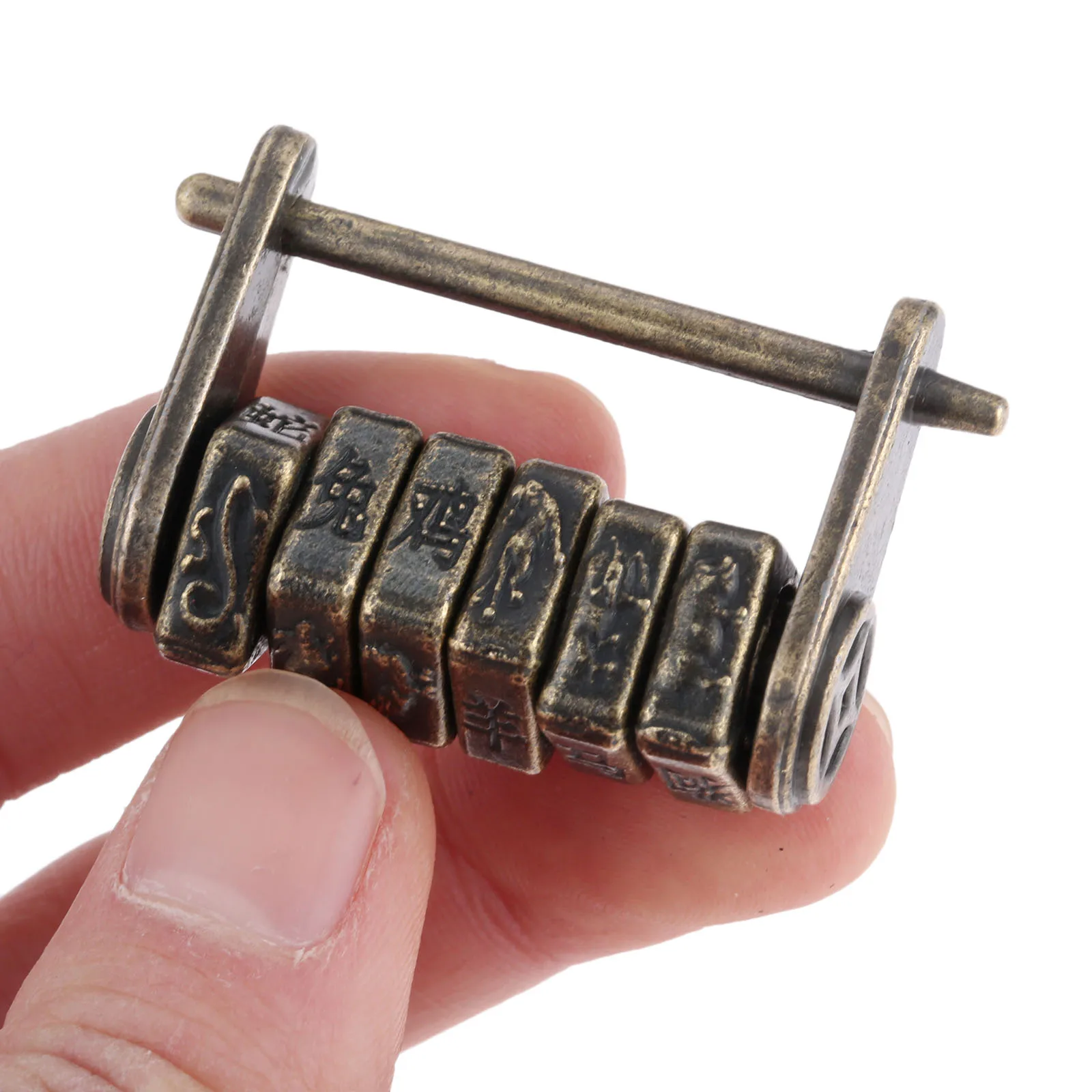 

DRELD 1Pc Antique Bronze Chinese Old Keyed Padlock Retro Combination Password Lock Jewelry Box Padlock Furniture Door Decoration