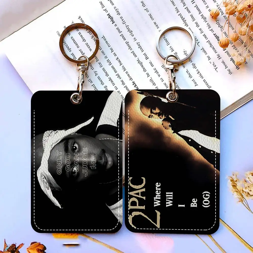 Classic Rapper T-Tupac 2-2pac 1Pc PU Leather Card Holder Keychain