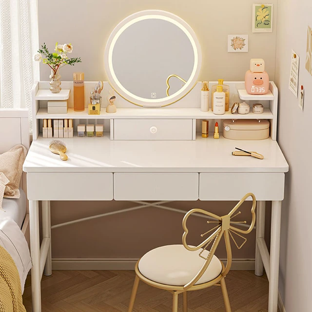 Woman Luxury Dressing Table White Makeup Container Classic Dressing Table  Led Drawer Penteadeira De Maquiagem Bedroom Furniture - AliExpress