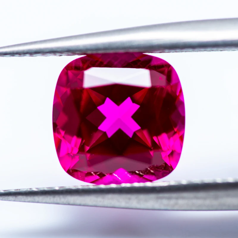Lab Grown Ruby Cushion Shape Rubellite Color VVS1 Charms Jewelry Making DIY Ring Necklace Earrings Main Materials Certificate