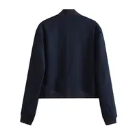 Dark Blue Cropped Jacket Women Long Sleeves Big Pockets Jacket Chic Lady High Street Casual Coats Top Female 2023 New - Image 2