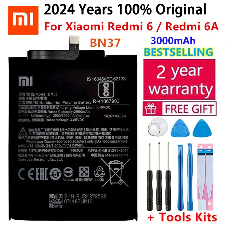 

Оригинальный запасной аккумулятор для Xiaomi Mi Redmi6 Redmi 6 Redmi 6A Redrice 6 BN37 Оригинальный аккумулятор для телефона 3000 мАч Быстрая доставка