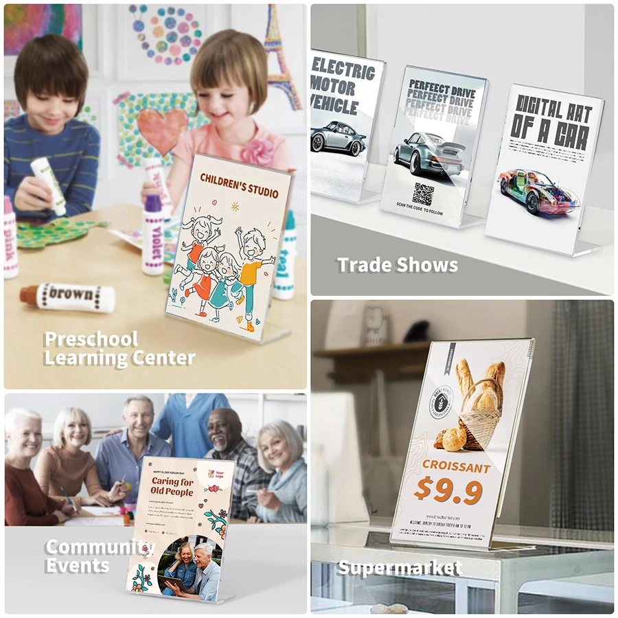 A4 Acrylic display rack information rack brochure color page single-page Desktop Flyer Front Desk Card Holder 6pcs acrylic sign holders