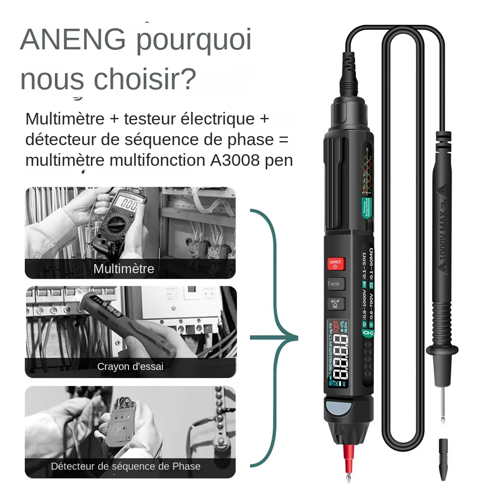 ANENG A3008 multimetro digitale Auto Intelligent Sensor Pen Tester 6000 conteggi misuratore di tensione senza contatto Multimeter polimetro