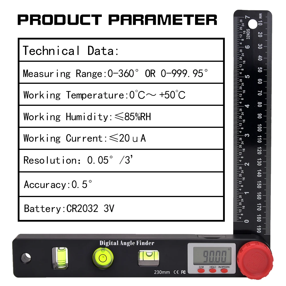 4in1 Digital Protractor Angle Ruler Level 360 Degree - Image 2