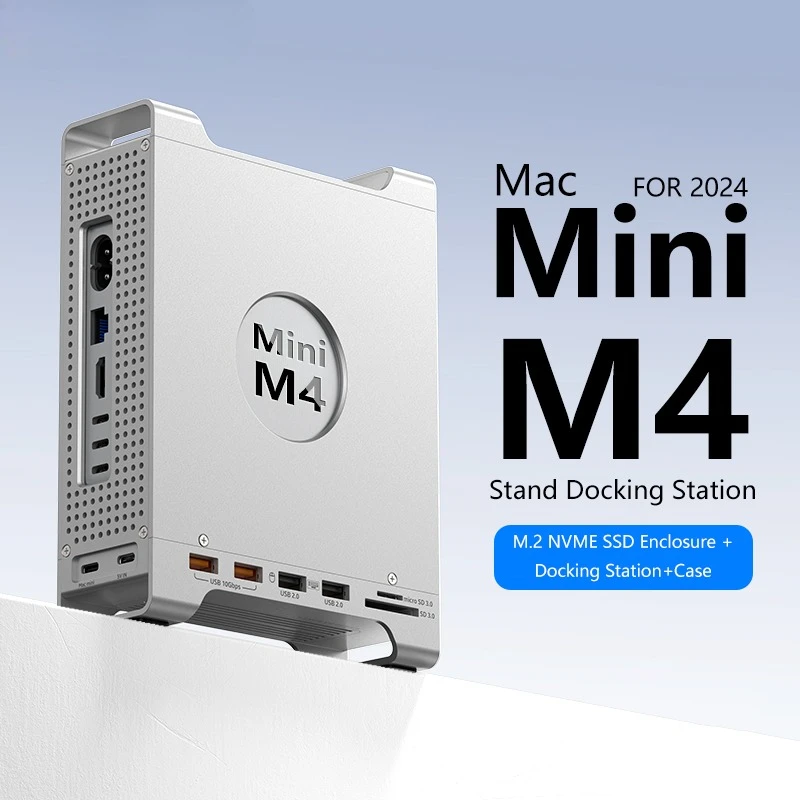 2024年モデル Mac mini M4/M4 Pro用 アルミニウム製スタンド ハブ