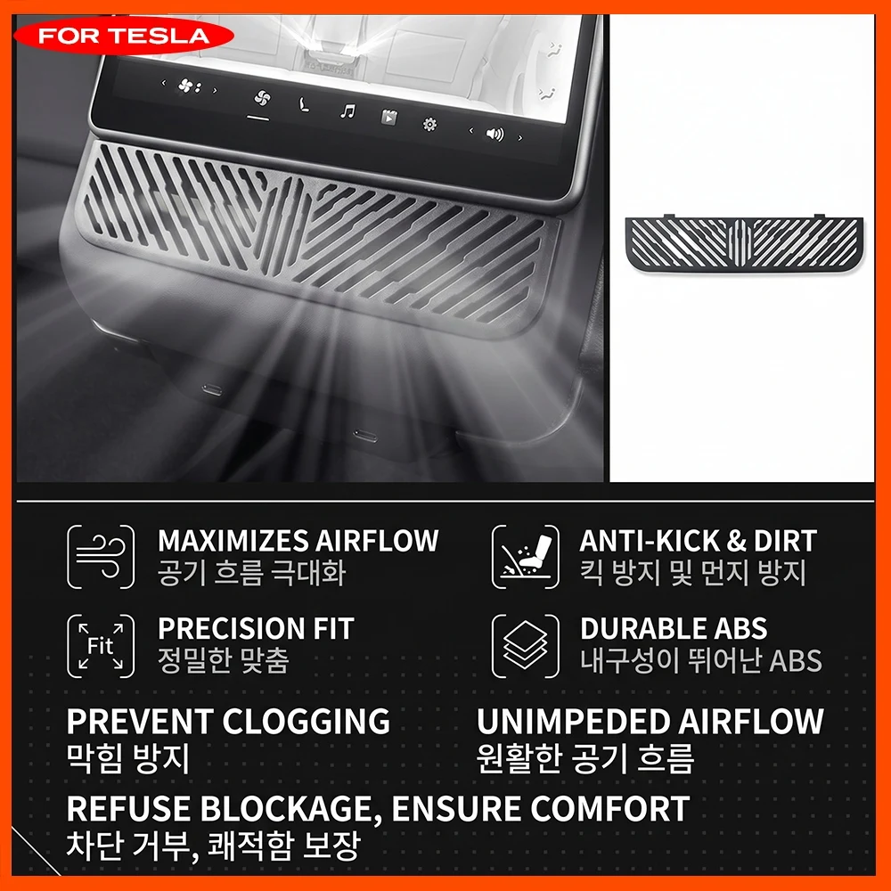 Air Outlet Protection Shield For Tesla Model Y L YL Juniper 3 Highland 2026 Long Wheelbase LWB Rear AC Vent Screen Under Grille