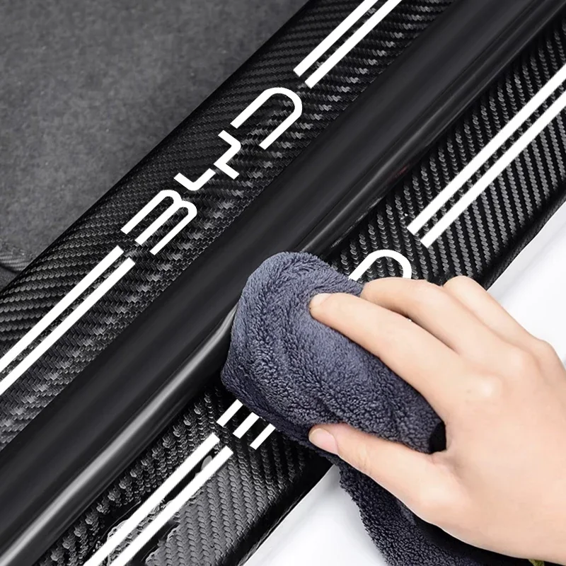 Carbon Fiber Car Door Sill Stickers Auto Door Threshold Protector Strip For BYD Seal Atto3 S2 S6 S7 Tang Accessories 6