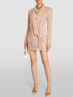 فستان سترة نسائية مطرز بالخرز ، لآلئ ماسية ، ياقة مذهلة ، مصمم أزياء ، الأحدث ، أعلى جودة ، 1