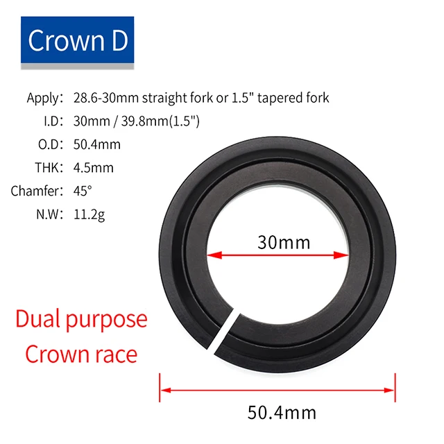 Bicycle Fork Crown 45° Headset Spacer Ring
