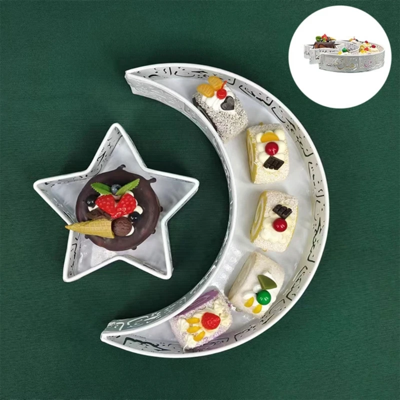 E8BD Ramadan- Moon Wrought Iron Decorations Eid Fitr- Crafts Ornaments Southeast Asian Gifts Home Dessert Tray