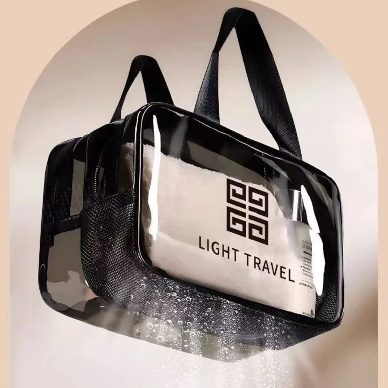 

Портативная дорожная прозрачная сумка для хранения, косметичка из ПВХ, водонепроницаемая мочалка, прозрачная Вместительная женская портативная косметичка