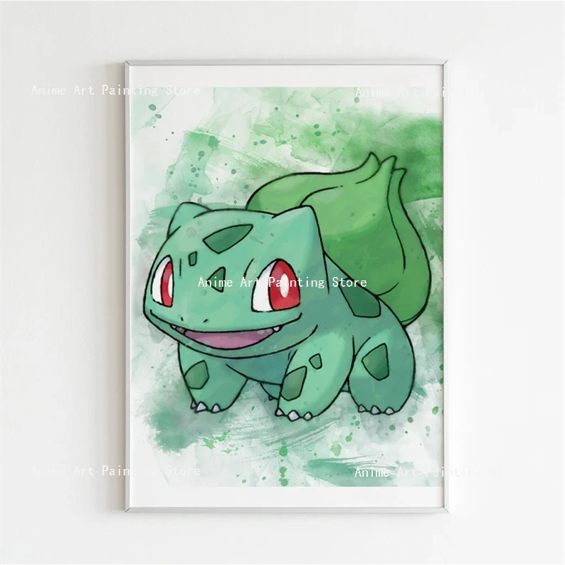 Pintura em tela pokemon cartaz anime bulbasaur pikachu mural arte imagem  para sala de estar crianças fundo da casa decoração da parede - AliExpress