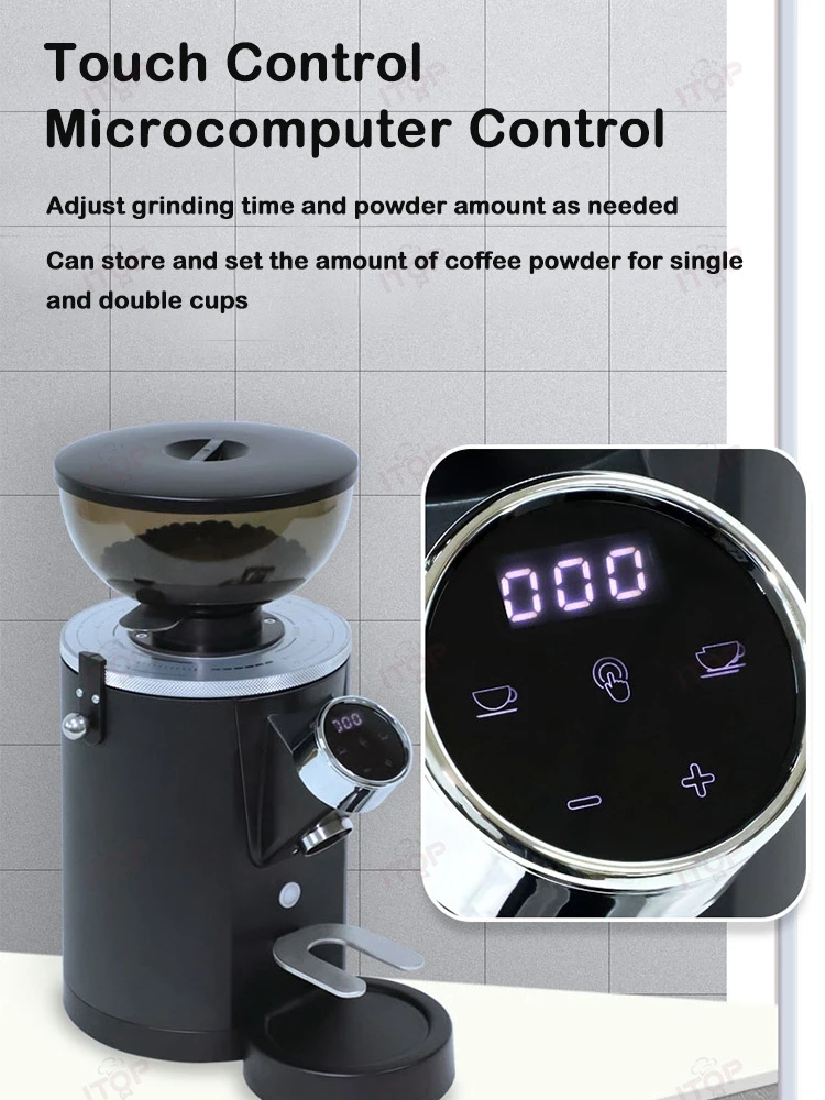 ITOP CG11 Commercial Dosing Coffee Grinder 60MM Stainless Steel Flat Burr Electric Coffee Bean Grinder Quantitative Miller 220V 4