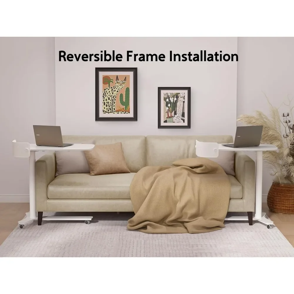 New2025-Rolling Desk Adjustable Height with Drawer and Wheels, Portable Small Standing Desk Pneumatic for Home Office, Mobile Co