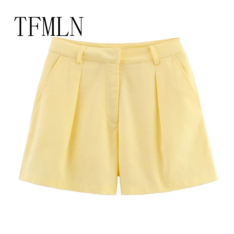 TFMLN Fashion Women Shorts Sets 2025 Simple Casual Single Single Breasted Vest Tops Mini Shorts Outfits 2025 New Summer Clothing