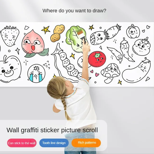 3 Meters Children Early Educational Graffiti Drawing Roll DIY Self-adhesive Kids Learning Paint Coloring Scroll Montessori Toys 4