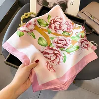 70X70CM Fashion Hair Scarf for Women Design Headband Ribbon Satin Silk Square Scarves Lady Wrist Wrap Design Multiple Styles 5